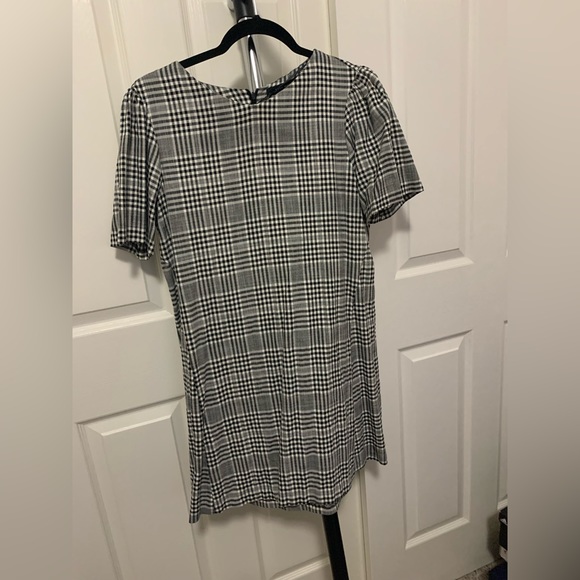 Zara Gingham Plaid Shift Dress Cap Sleeve Black & cream - Picture 4 of 6
